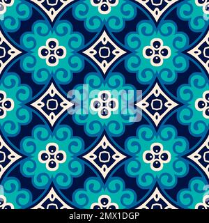 Motif sans couture avec motifs folkloriques en 4 couleurs Banque D'Images