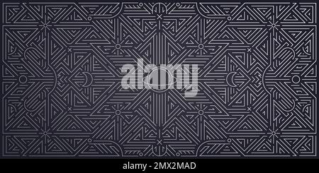 Arrière-plan du motif d'astrologie abstrait vectoriel. Décoration de cadre géométrique magique argent, de phases de planète et de lune. Illustration mystique de l'espace pour Illustration de Vecteur