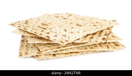 Matzos de Pâque isolé sur blanc. Fête de Pesach Banque D'Images