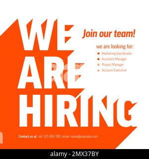 Nous embauchons un modèle de circulaire minimaliste – à la recherche de nouveaux membres de notre équipe qui embauchent un nouveau membre de l'équipe de l'entreprise. Embauche Illustration de Vecteur