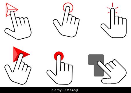 Cliquez sur le symbole de l'icône à l'aide du curseur de l'ordinateur Effet de clic du pointeur de la main. illustration vectorielle Illustration de Vecteur