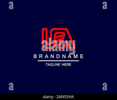 LOGO FU Monogram en bleu et jaune. Logo F et U initial avec style abstrait et minimaliste Illustration de Vecteur