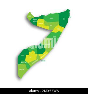 Somalie carte politique des divisions administratives Illustration de Vecteur