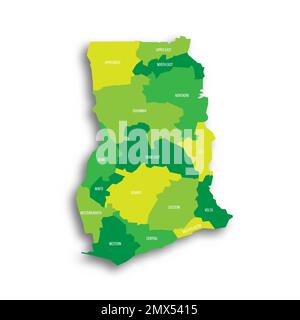 Ghana carte politique des divisions administratives Illustration de Vecteur