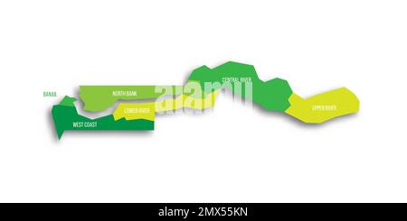La carte politique des divisions administratives de la Gambie Illustration de Vecteur