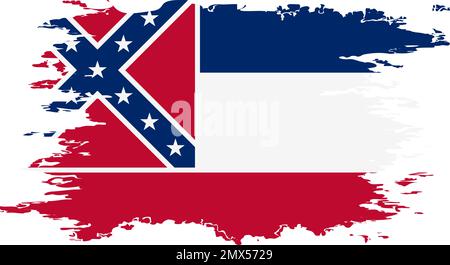 Mississippi US drapeau grunge pinceau couleur image, vecteur Illustration de Vecteur