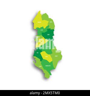 Albanie carte politique des divisions administratives Illustration de Vecteur