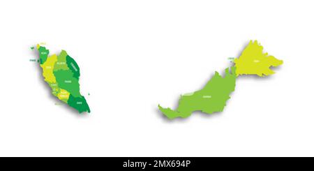 Malaisie carte politique des divisions administratives Illustration de Vecteur