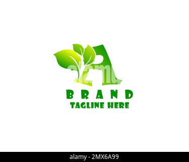 Lettre initiale A avec logo Green gradient Leaf pour Farm Illustration de Vecteur