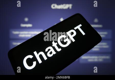 2 février 2023, Ukraine: Dans cette illustration, le logo ChatGPT d'un chatbot lancé par OpenAI est vu sur un écran de smartphone. (Credit image: © Pavlo Gonchar/SOPA Images via ZUMA Press Wire) USAGE ÉDITORIAL SEULEMENT! Non destiné À un usage commercial ! Banque D'Images