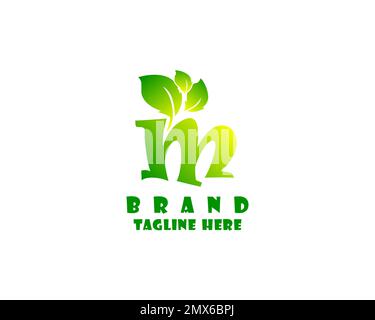 Lettre M créative moderne unique avec logo feuille, icône vectorielle minimaliste M initiale. Illustration de Vecteur