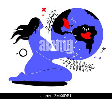 Belle nature de mère - illustration de style plat coloré Illustration de Vecteur