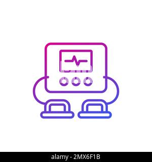 Défibrillateur, icône de ligne du dispositif de rcp sur fond blanc Illustration de Vecteur