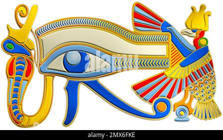 Œil d'Horus, ancien symbole égyptien, illustration Banque D'Images