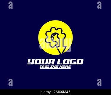 Configurer le modèle de logo. Icône de mise à niveau du logiciel. Mettre à jour le logotype de vecteur. Engrenage avec icône de flèche. Logo du concept de technologie. Symbole roue dentée et flèche vers le haut. IU. W Illustration de Vecteur