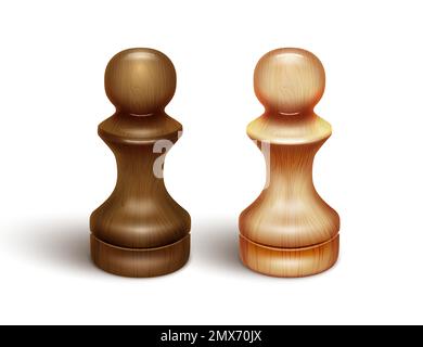 Deux pions pièce d'échecs réaliste en bois Illustration de Vecteur