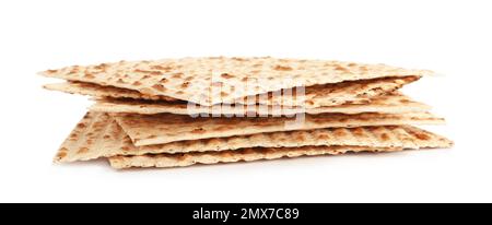 Matzos de Pâque isolé sur blanc. Fête de Pesach Banque D'Images