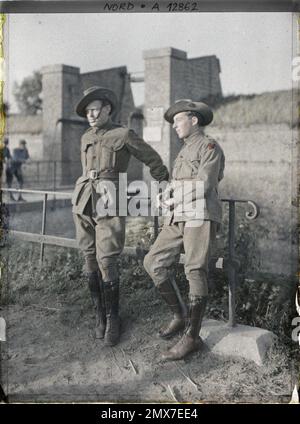 Bergues, Nord, France soldats australiens , 1917 - Nord de la France, Belgique - Paul Castelnau (section photographique des armées) - (1-5 septembre) Banque D'Images