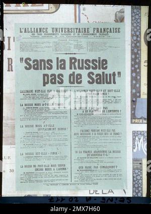 Paris, France affiche l'alliance universitaire française "sans la Russie, pas de salut , Banque D'Images