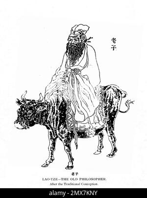 Tzu Lao. Illustration de l'ancien philosophe taoïste chinois Lao Tzu ( Laozi ) Banque D'Images
