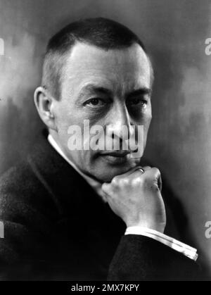 Sergei Rachmaninoff. Portrait du compositeur et pianiste russo-américain, Sergei Vasilyevich Rachmaninoff (1873-1943), 1921 Banque D'Images