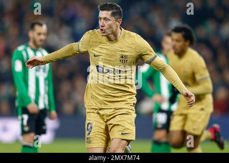 Robert Lewandowski du FC Barcelone lors du match de la Liga, date 17, entre Real Betis et le FC Barcelone, a joué au stade Benito Villamarin de 01 février 2023 à Séville, en Espagne. (Photo par Antonio Pozo / PRESSIN) Banque D'Images