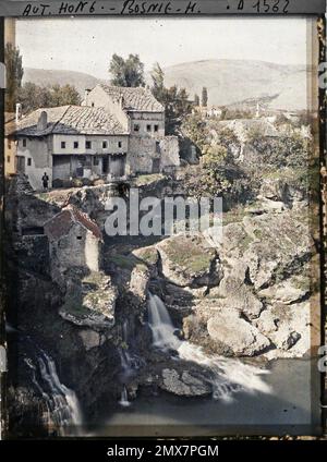 Mostar, Bosnie-Herzégovine la vieille ville , 1912 - Balkans, Italie - Jean Brunhes et Auguste Léon - (13 octobre - 27) Banque D'Images