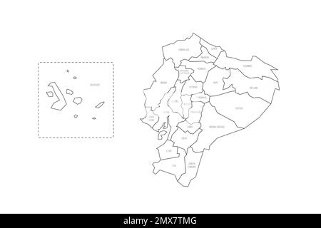 Equateur carte politique des divisions administratives Illustration de Vecteur