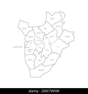 Burundi carte politique des divisions administratives Illustration de Vecteur