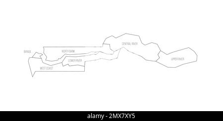 La carte politique des divisions administratives de la Gambie Illustration de Vecteur