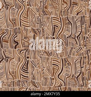 Ton de la terre sans couture motif abstrait texture tribale galet, racines. Boho nature couleurs et formes simples texture pour design wrapper, robe, tissu Illustration de Vecteur