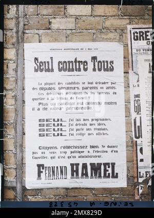 Paris, France affiche pour les élections municipales, Fernand Hamel , Banque D'Images