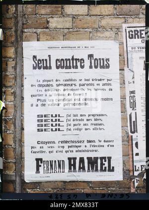 Paris, France affiche pour les élections municipales, Fernand Hamel , Banque D'Images