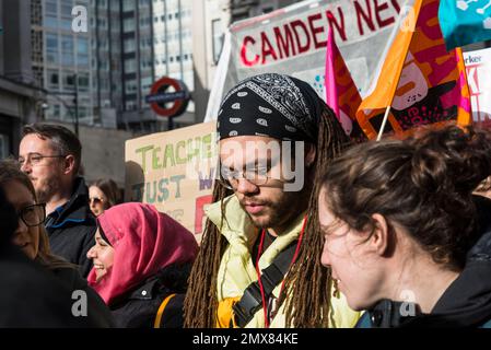 Les enseignants et les fonctionnaires se joignent à une grève de masse le mercredi prochain, Londres, Royaume-Uni. 01/02/2023 Banque D'Images