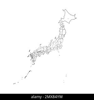 Japon carte politique des divisions administratives Illustration de Vecteur