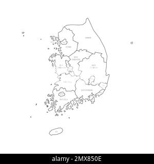 Corée du Sud carte politique des divisions administratives Illustration de Vecteur