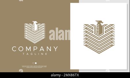 Modèle avec logo Line Eagle. Vecteur du logo d'oiseau aigle de luxe. Illustration de Vecteur