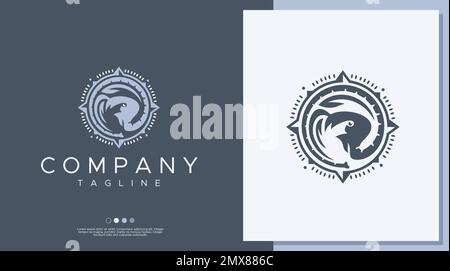 Modèle de conception du logo Elephant Compass. Vecteur du logo Adventure Alephant. Illustration de Vecteur