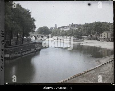 Paris (4th arr.), France la Seine et Pont-Marie vu du quai Henri IV , Banque D'Images