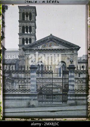 Rome, Italie façade de la basilique Santa Pudenziana et Fresques , 1921 Cap Martin, Italie, Cap Martin - Auguste Léon (fév. -Avril) Banque D'Images