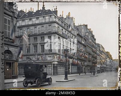 Paris (2nd arr.), France rue de la paix, à l'angle de la rue des Capucines, vue sur la place Vendôme , Banque D'Images