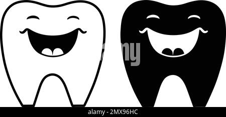 Logo de la mascotte Happy Smiling Tooth Illustration de Vecteur