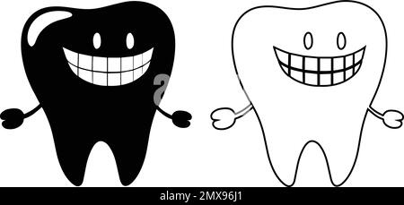 Logo de la mascotte Happy Smiling Tooth Illustration de Vecteur