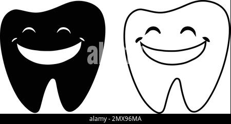 Logo de la mascotte Happy Smiling Tooth Illustration de Vecteur