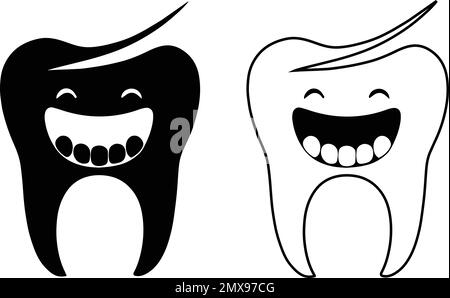 Logo de la mascotte Happy Smiling Tooth Illustration de Vecteur