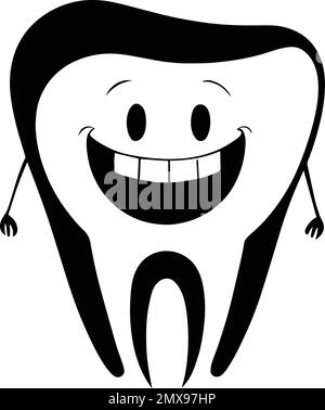 Logo de la mascotte Happy Smiling Tooth Illustration de Vecteur