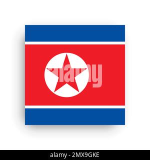 Drapeau vectoriel carré de la Corée du Nord Illustration de Vecteur