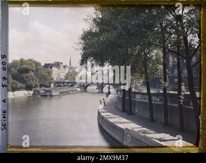 Paris (Ier-vie arr.), France le Quai de Conti, Pont-neuf et Quai des Orfèvres sur l'île du Pont des Arts , Banque D'Images