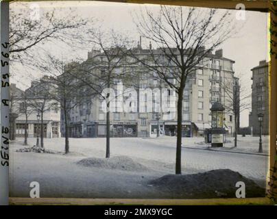 Paris (14th arr.), France Construction d'un bâtiment sur l'emplacement des anciennes fortifications, porte de Vanves , Banque D'Images