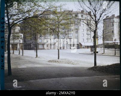 Paris (14th arr.), France Construction d'un bâtiment sur l'emplacement des anciennes fortifications, porte de Vanves , Banque D'Images